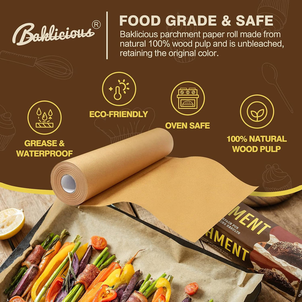 Unbleached Parchment Paper Roll - Non-Stick Baking Paper for Bread & Cookies | 15" x 210 Ft