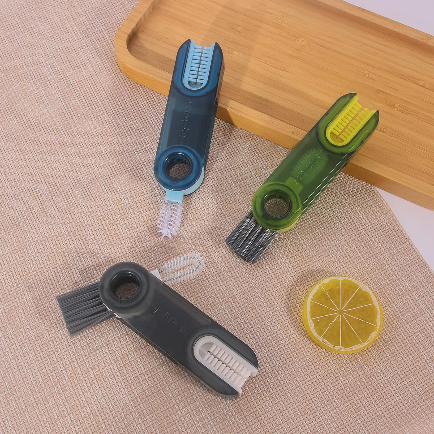 Skiennix 3-in-1 Cup Lid Gap Cleaning Brush Set - Multifunctional Silicone Bottle Cleaner | Kitchen Tool