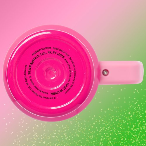 Silver Buffalo Wicked Glinda Pink Perfection Ombre Double Walled Stainless Steel Tumbler with Handle and Straw, Fits in Standard Cup Holder, 40 Ounces