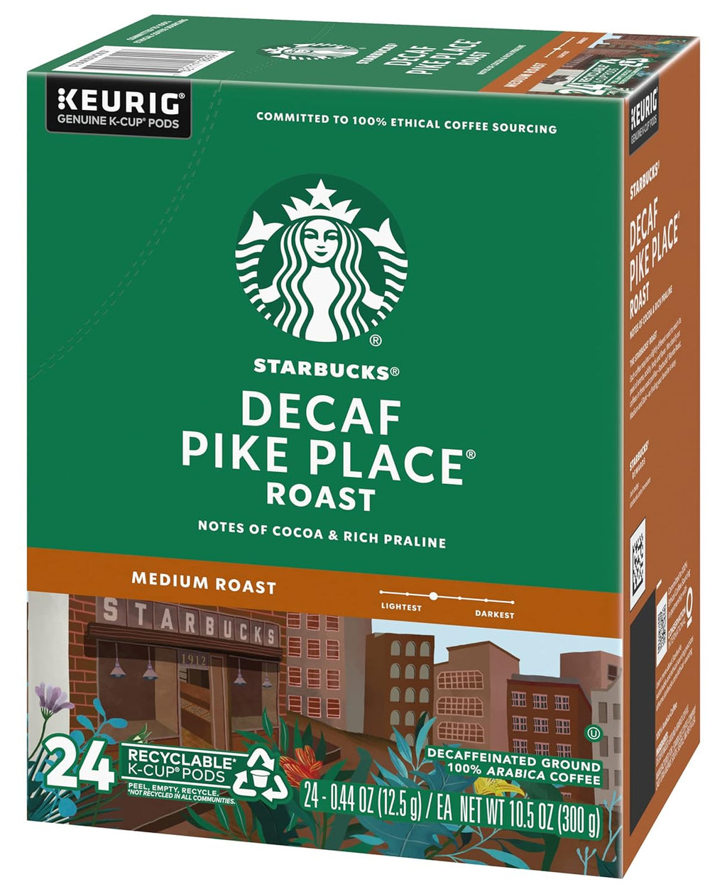 Starbucks Decaf Pike Place Roast K-Cups - Rich Flavor, 72 Count (3 Boxes of 24 K-Cups)