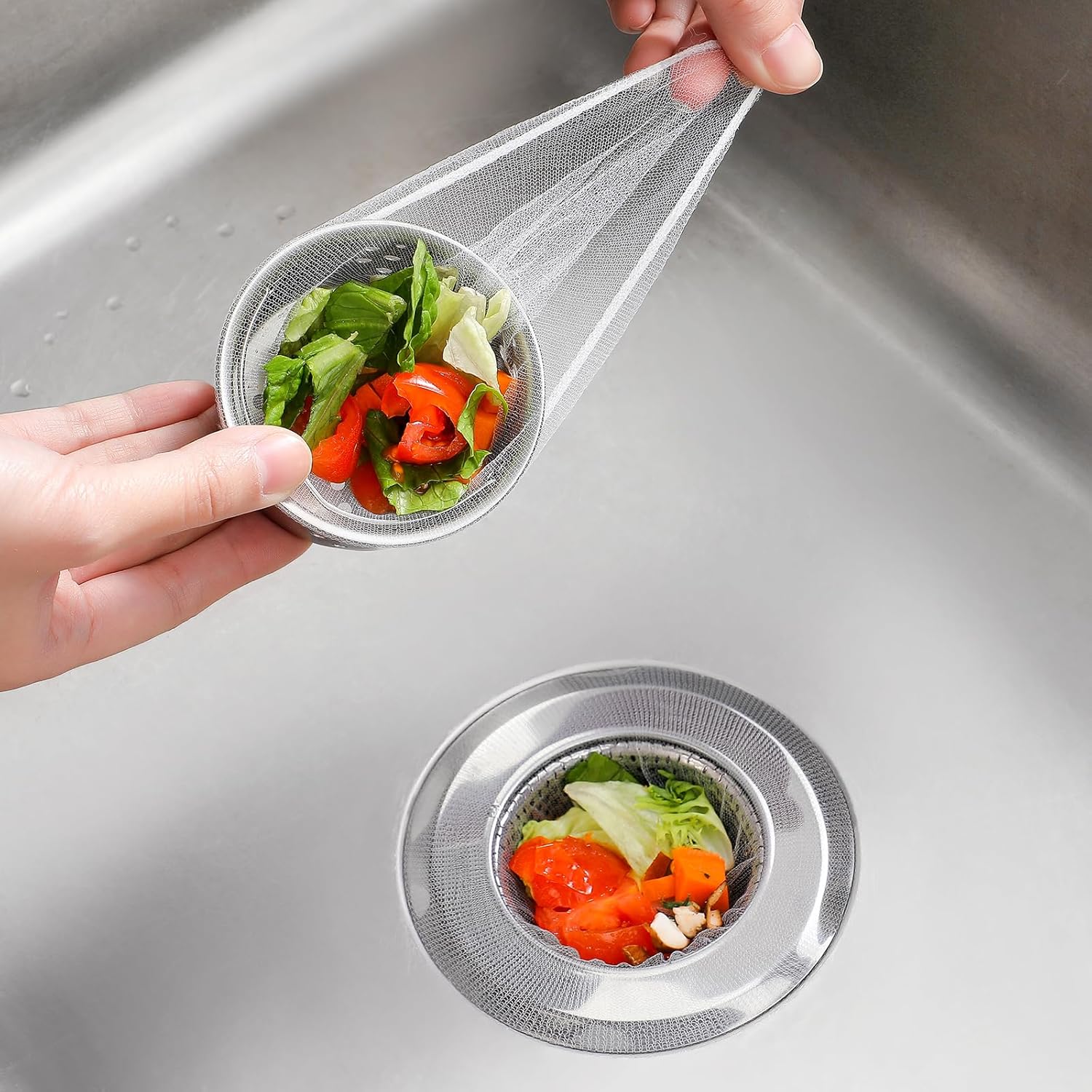 200 Pack Kitchen Sink Strainer Mesh Bags - Anti-Clogging Disposable Drain Covers | Fits Most Strainers (4.0 x 4.0 Inch)