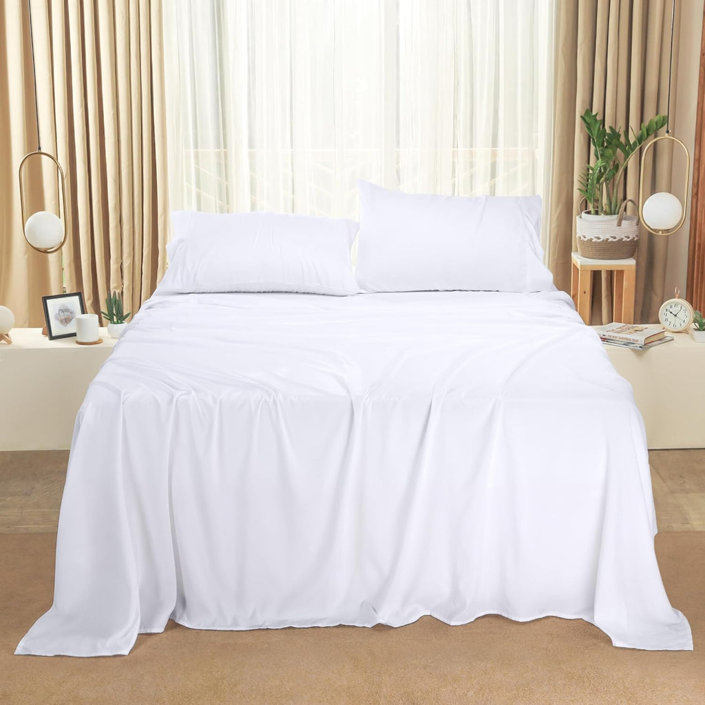 Utopia Bedding King Bed Sheets Set - Soft Brushed Microfiber | Fade & Shrinkage Resistant - White