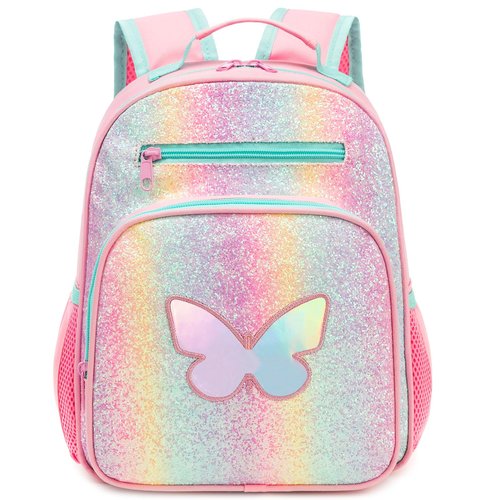 Hairao Toddler Backpack for Girls 2-4,Preschool Kindergarten Butterfly Backpacks,Small Backpack for Kids,Toddler Bookbag with Chest Strap