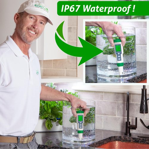 Aero-Gro 5-in-1 Digital Water Testing Meter | pH, TDS, EC, Salinity & Temperature Tester | Hydroponics, Aquarium, Pool & Drinking Water Quality Monitor
