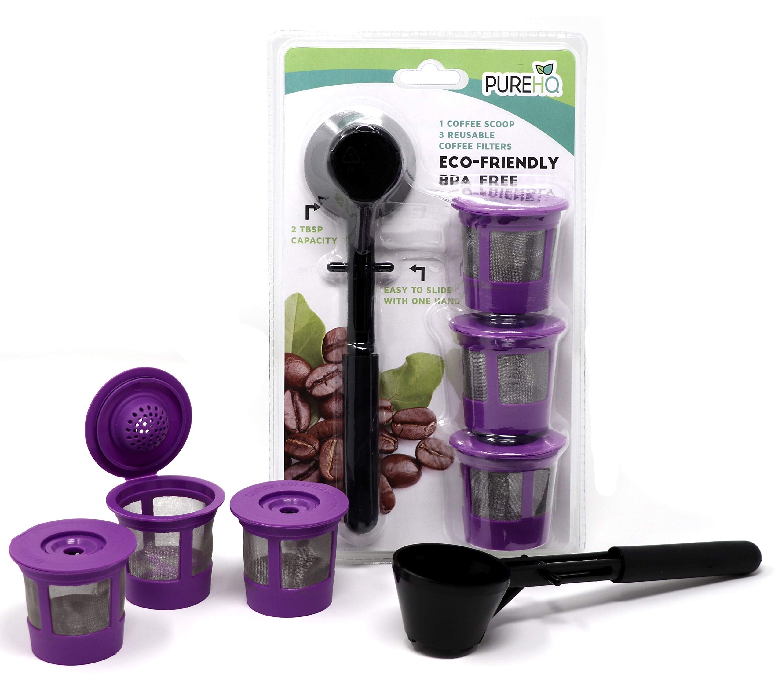 Reusable K Cups Coffee Filter Pod for Keurig 1.0 & 2.0 Machines - Coffee Scoop Funnel and 3 Pack K Cup Filters - Universal Refillable KCups - Fits K-Duo, K-Classic, K-Elite, K-Select, K-Cafe Brewers