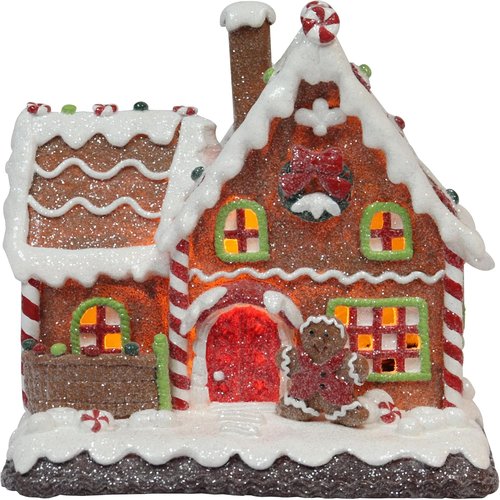 Moments In Time Gingerbread House | Light-Up Christmas Village Decoration - 7.5” LED Handcrafted Holiday Décor