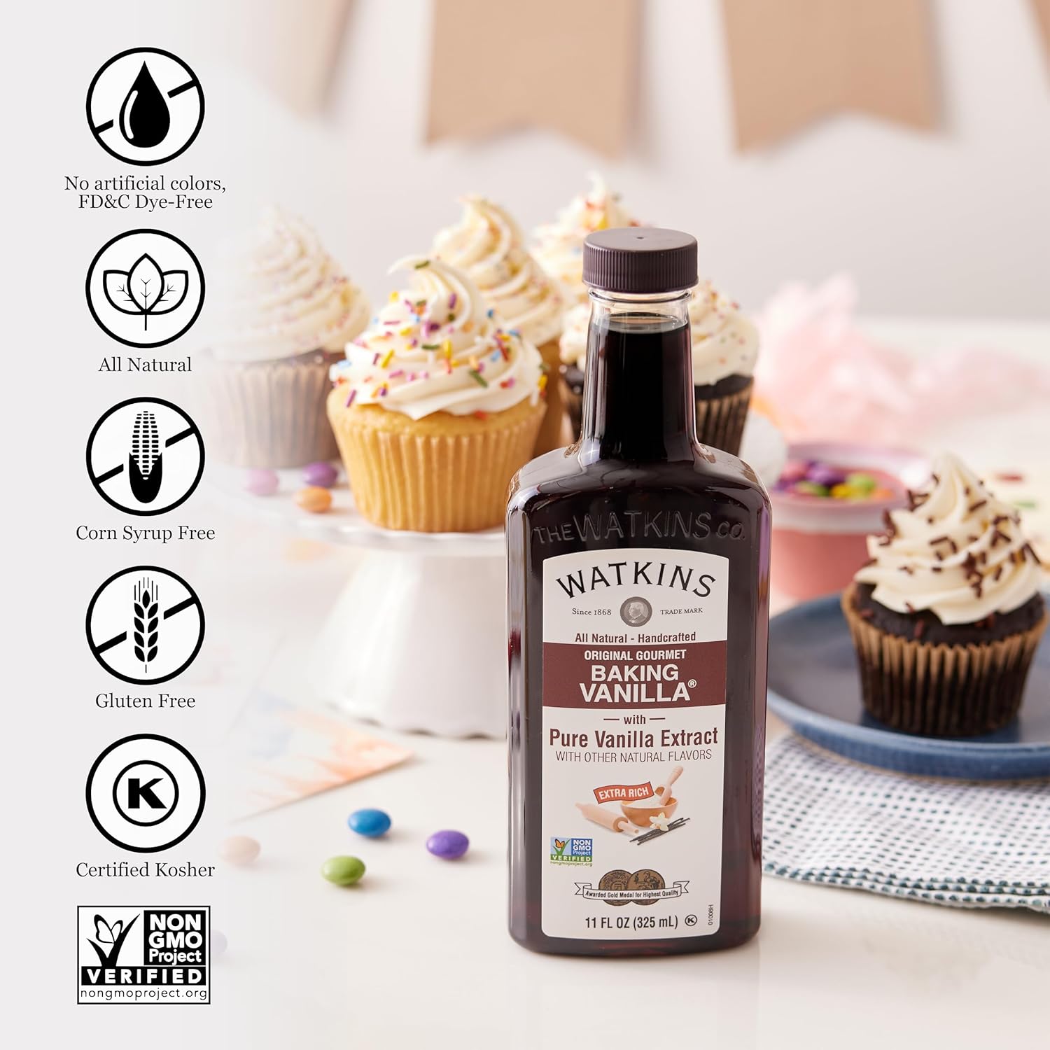 Watkins Gourmet Baking Vanilla - All Natural Pure Vanilla Extract, 11 Fl Oz | Flavorful & Versatile