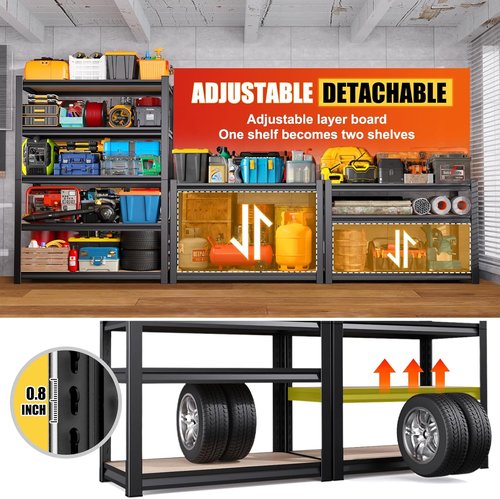**Regine Switzerland Heavy Duty Garage Shelving | Set of 2 Adjustable 71"H Metal Storage Units**