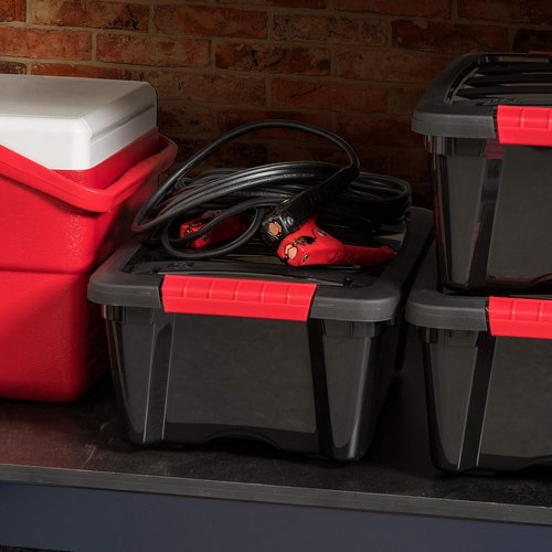 IRIS USA 13 QT Plastic Storage Box - Durable BPA-Free Containers with Latches | 6 Pack, Black