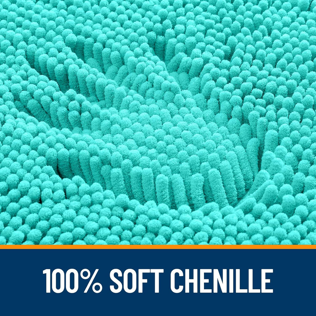 OLANLY Bathroom Runner Rugs - Extra Soft Chenille Bath Mats | Quick Dry, Machine Washable, Teal - 47x20 Inches