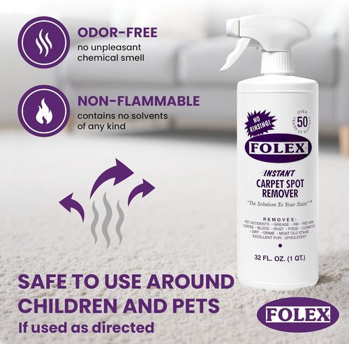 FOLEX Instant Carpet Spot Remover - Powerful Stain Eliminator for Carpets & Upholstery - 128 oz with Reusable Cleaning Cloth