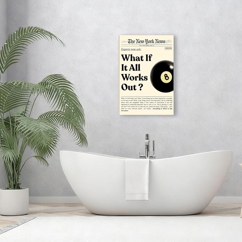 **What If It All Works Out Canvas Wall Art - Inspirational Quotes & Positive Affirmations | 16x24 in Black**