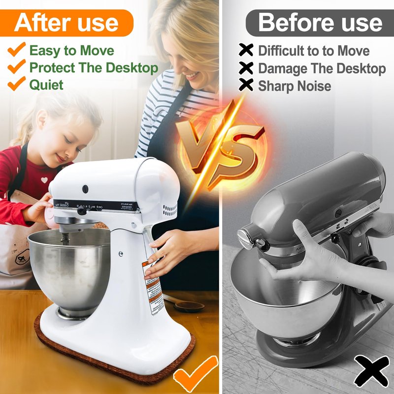 Wooden Mixer Slider for KitchenAid 5-8 Qt Bowl-Lift Stand Mixer, Appliance Sliding Mat Pad, Kitchen Countertop Storage Accessories Mixer Moving Tray Board Attachments, Kitchen Aid Mixers Accessories