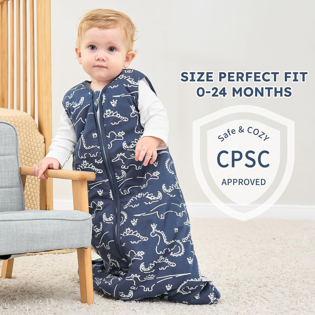 Yoofoss Baby Sleep Sack - 100% Organic Cotton Wearable Blanket for 12-18 Months | TOG 2.5, 2-Way Zipper
