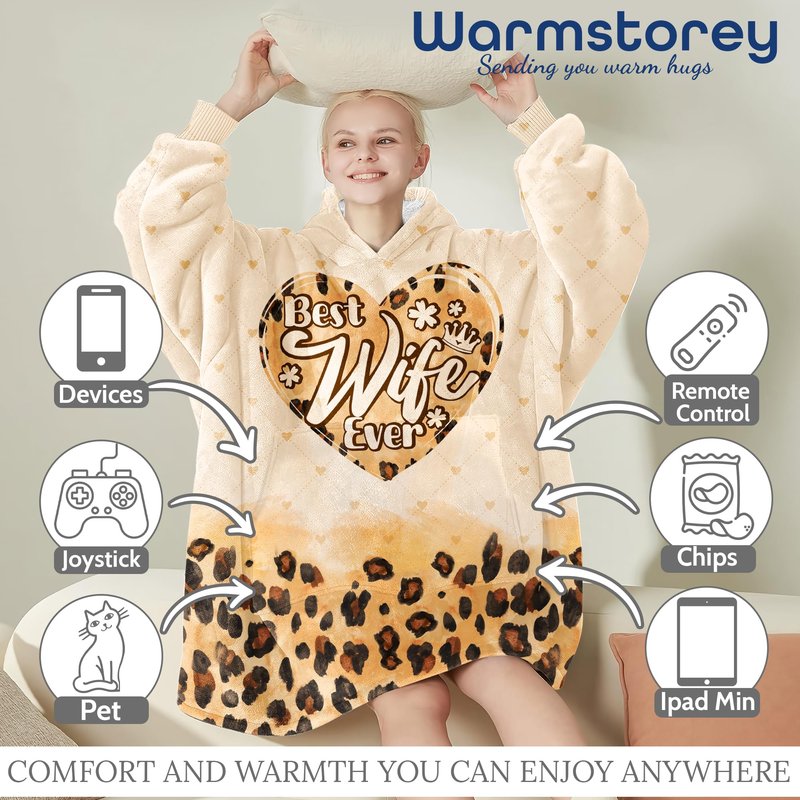 Warmstorey Best Wife Ever Hoodie Blanket – Wife Mothers Day Ideas Gift from Husband, I'm Not Spoiled My Husband Loves Me, Gifts for Wife For Christmas, Anniversary Wifey Present, Birthday Wifey Gifts