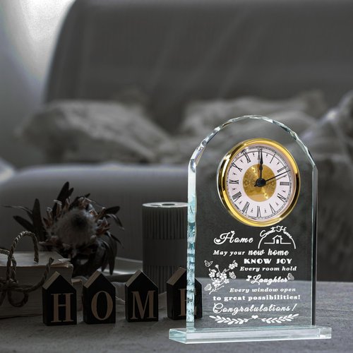Qianwei House Warming Gifts New Home - Crystal Clock Gifts for Home Decor - Best Unique Housewarming Decor Ideas for New House Homeowner Men Friend Family