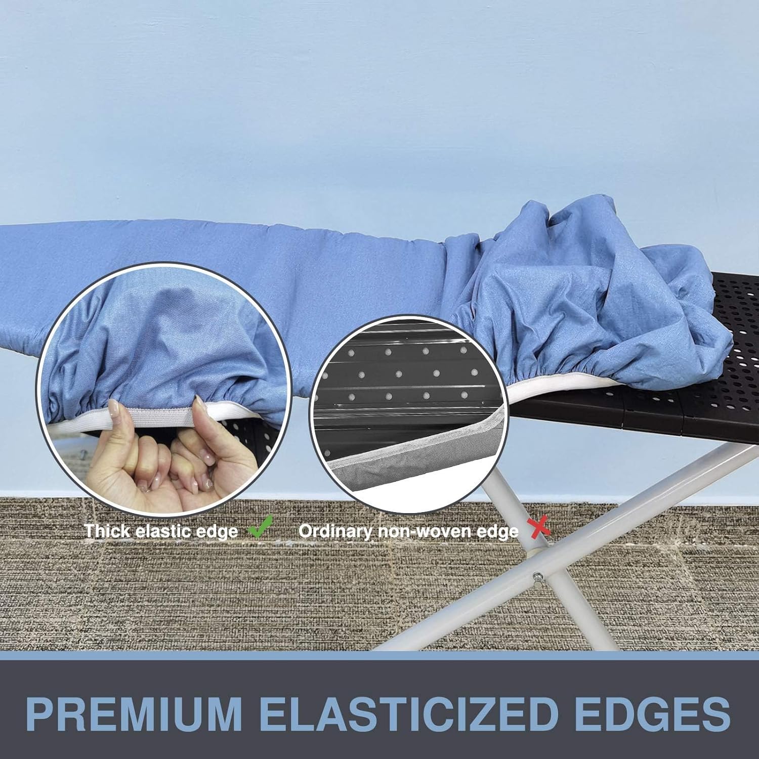 VividPaw Ironing Board Cover - Heavy Duty Silicone Coated Pad, 15x54, Scorch Resistant, Blue