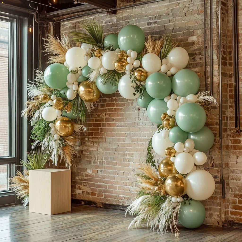 PartyWoo Balloon Arch Kit - Sage Green Garland with 152 Pieces of Boho Balloons | 18", 12", 10", 5" Sizes
