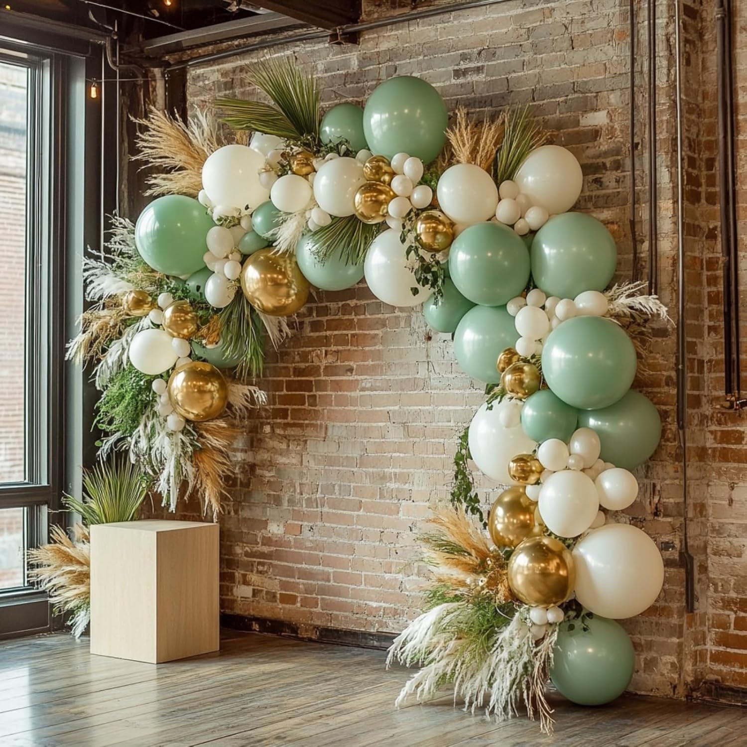 PartyWoo Balloon Arch Kit - Sage Green Garland with 152 Pieces of Boho Balloons | 18", 12", 10", 5" Sizes