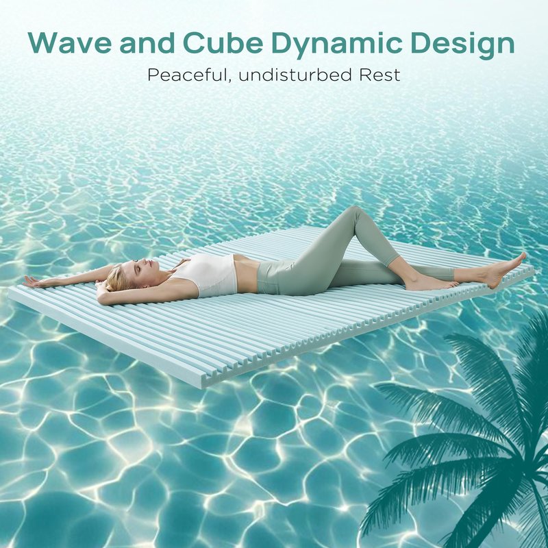 Releep 2 Inch Cooling Gel Memory Foam Mattress Topper King Size, 5-Zone Back Pain Relief Bed Topper, Orthopedic Pressure Relief Mattress Pad, Wave and Cube Ventilated Design, CertiPUR-US Certified