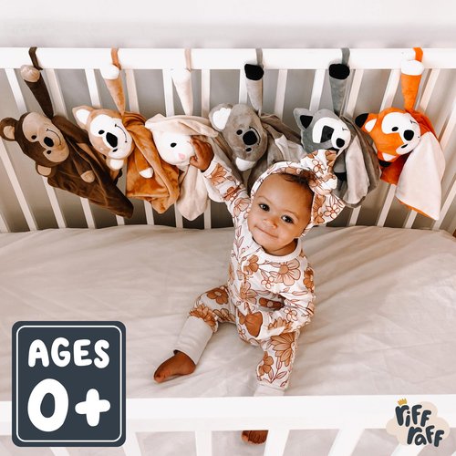 Riff Raff Baby Sleep Toy Soother - Musical Plush Fawn with White Noise & Lullaby - Lovey Security Blanket for Newborns & Infants
