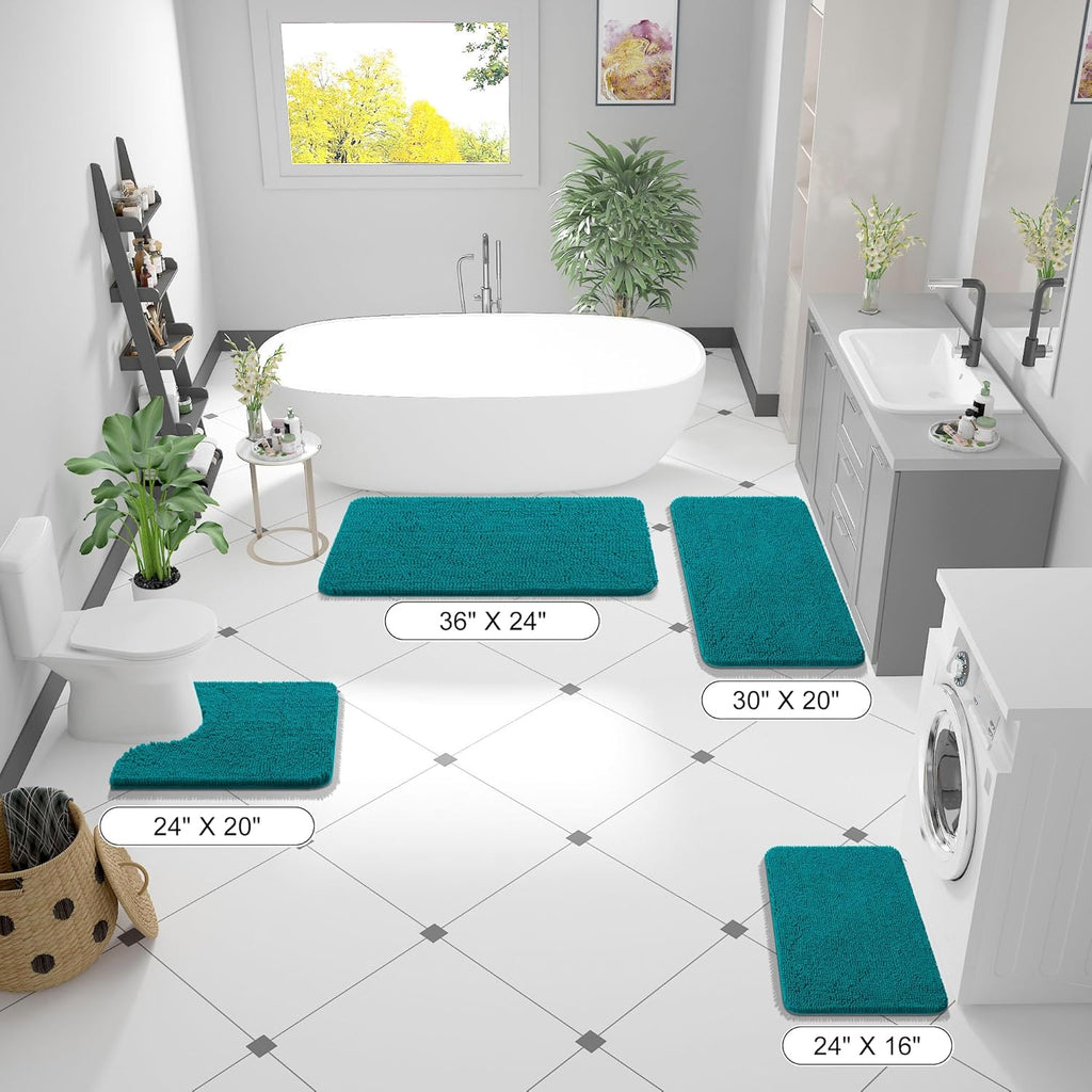 OLANLY Bath Rugs - Extra Soft Chenille, Quick Dry & Absorbent | 24x16 Deep Lake, Machine Washable