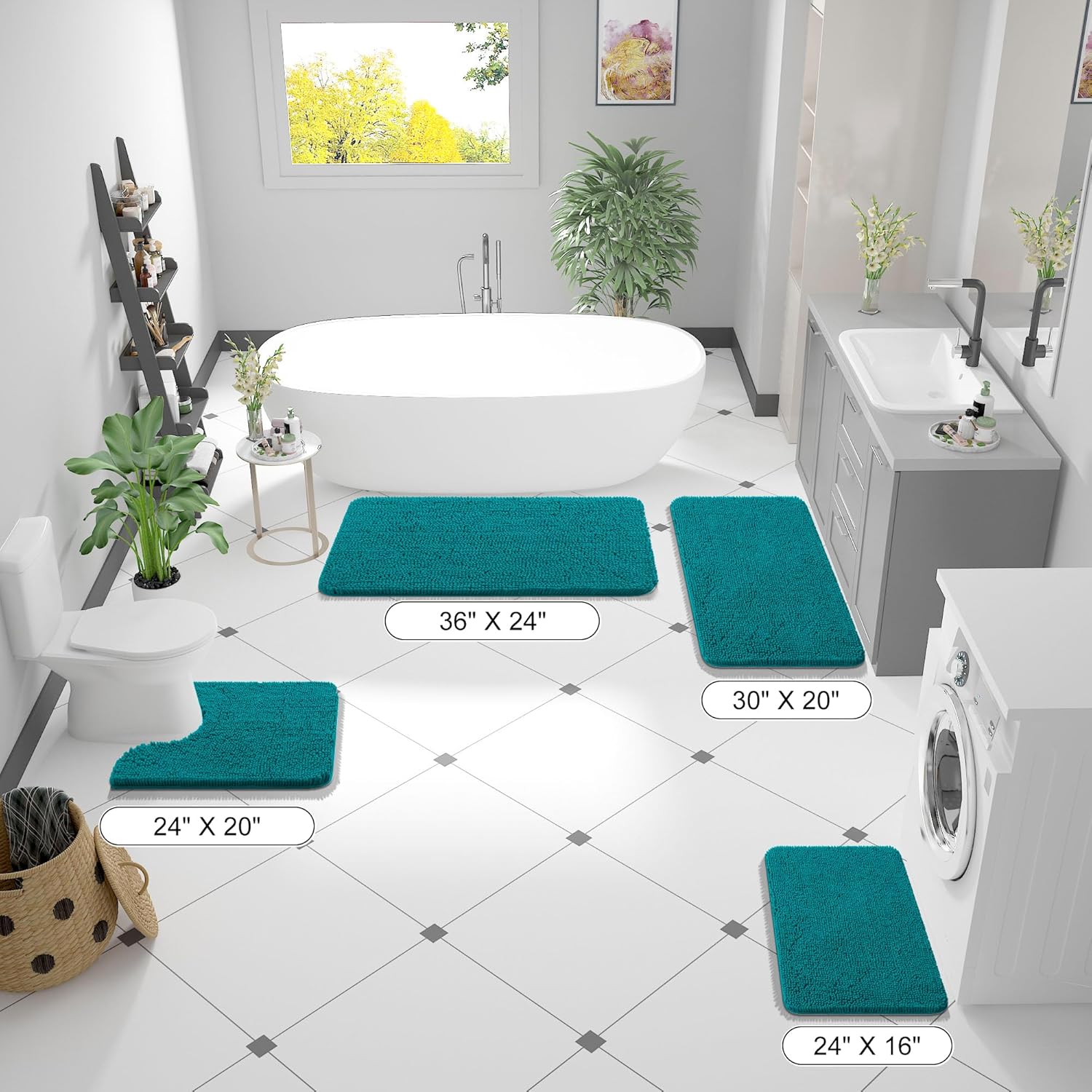 OLANLY Bathroom Rugs - Extra Soft Chenille Bath Mats | Quick-Dry, Machine Washable, 36x24, Deep Lake