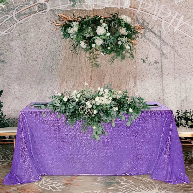 Fitable Sequin Tablecloth for Parties 60x120 Inch - Sparkle Glitter Table Cloth Laser Rectangle Overlay for Wedding Baby Shower Ceremony Birthday Holiday Banquet Decor, Purple
