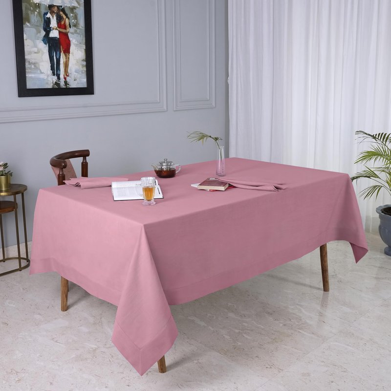 D'Moksha Homes Dusty Pink Tablecloth 60 x 60 Inch - Faux Linen Tablecloth - Machine Washable Square Table Throw Dusty Pink Linen Tablecloth, 100% Recycled Fabric for Dining, Mothers Day