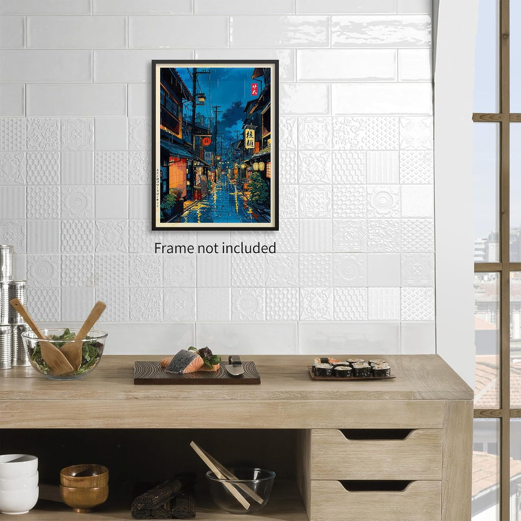 Podafu Wall Art Poster - Japanese Tokyo Tea House Canvas Print | 12x16in Unframed Bedroom Decor