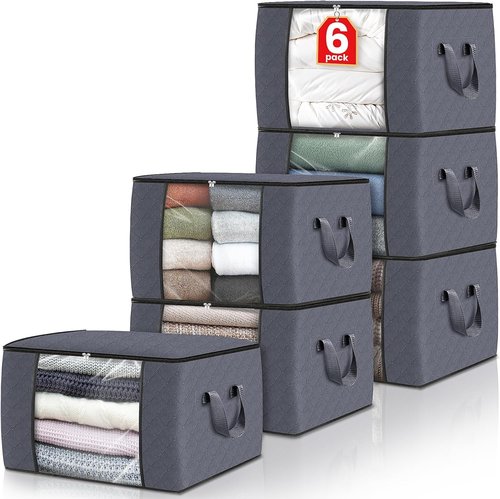 Fab Totes Storage Bags - Foldable Closet Organizers with Reinforced Handles | Ideal for Clothes & Blankets