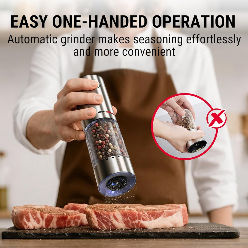 ThermoPro TP19H Digital Meat Thermometer - Ambidextrous Backlit Display for Precise Cooking | Rechargeable Salt and Pepper Grinder Set