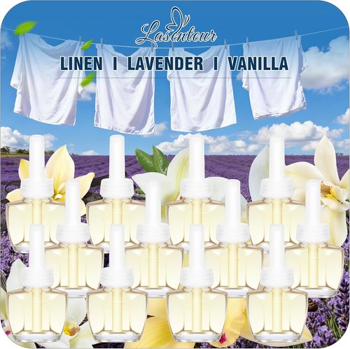 Air Wick Plug-In Air Freshener Refills - Lavender, Linen & Vanilla Scent - 12 Pack, 7.92 Fl Oz