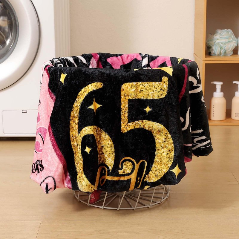 Yomaisky 65th Birthday Gifts for Women 65th Birthday Decorations for Women Gifts for 65th Birthday Happy 65th Birthday Gifts Best 65th Birthday Gift Ideas for Wife Mom Sister Blanket 60x50 Inch(Pink)