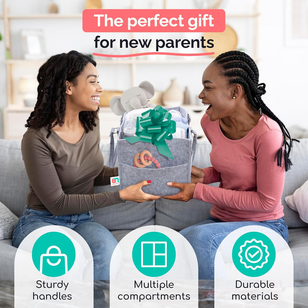 Skiennix Felt Diaper Caddy - Extra Large Portable Organizer for Baby & Toddler Items - Ideal for Nursery & Car
