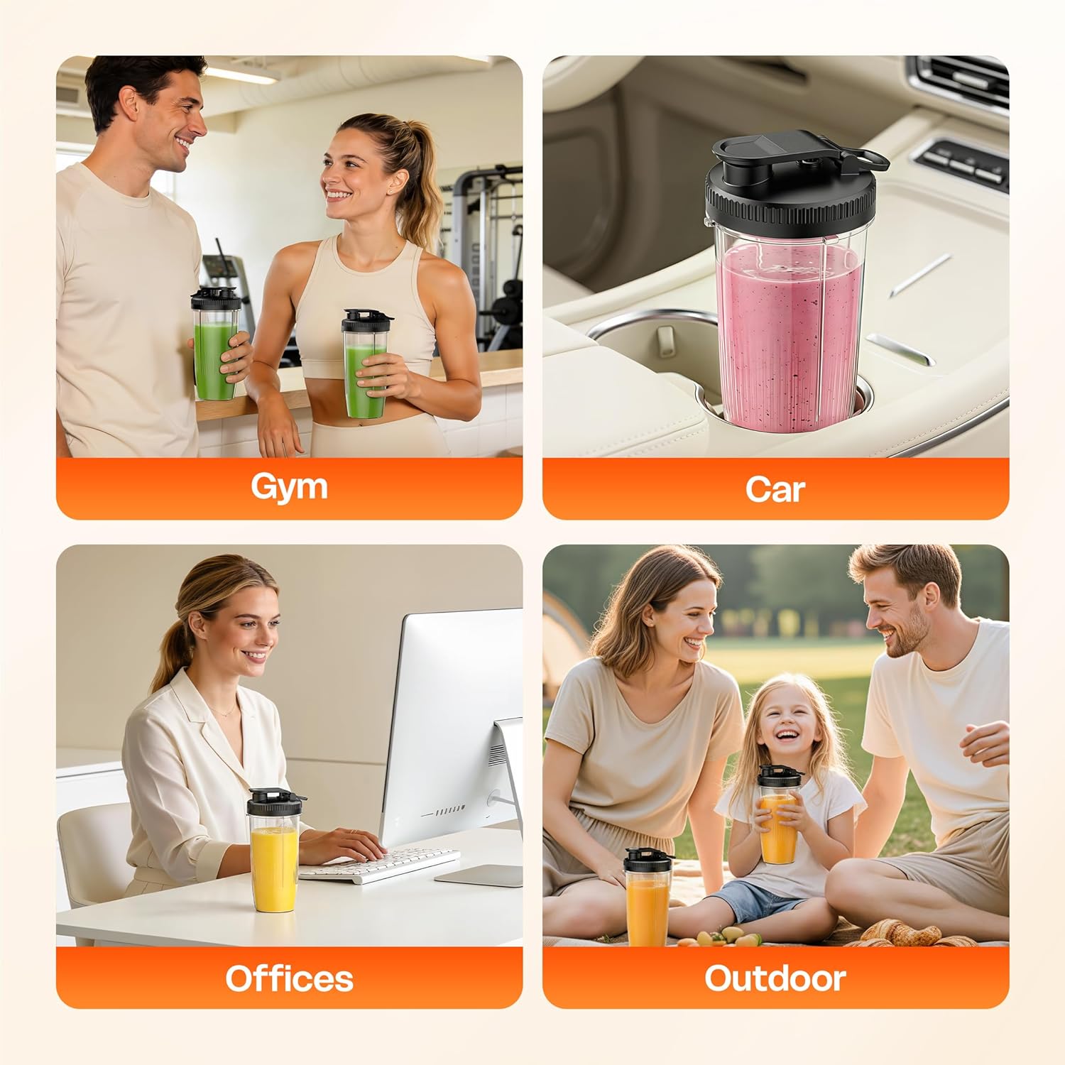 Turelar Portable Personal Blender - Smoothie Maker with 2 x 24oz Cups & Extra Lid | Perfect for Juices & Baby Food