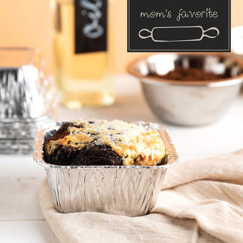 PLASTICPRO Disposable 4.25'' X 4.25 X 2'' Inch Square Aluminum Tin Foil Baking Pans Bakeware - Cookware Perfect for Baking Cakes,Brownies,Bread, Meatloaf, Lasagna, Pack of 25