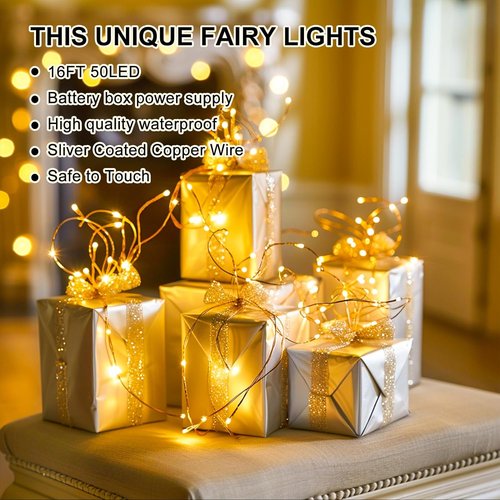 Fairy Lights | Battery Operated 16FT Mini Twinkle Lights - 50 LED Warm White with 8 Modes & Auto Timer