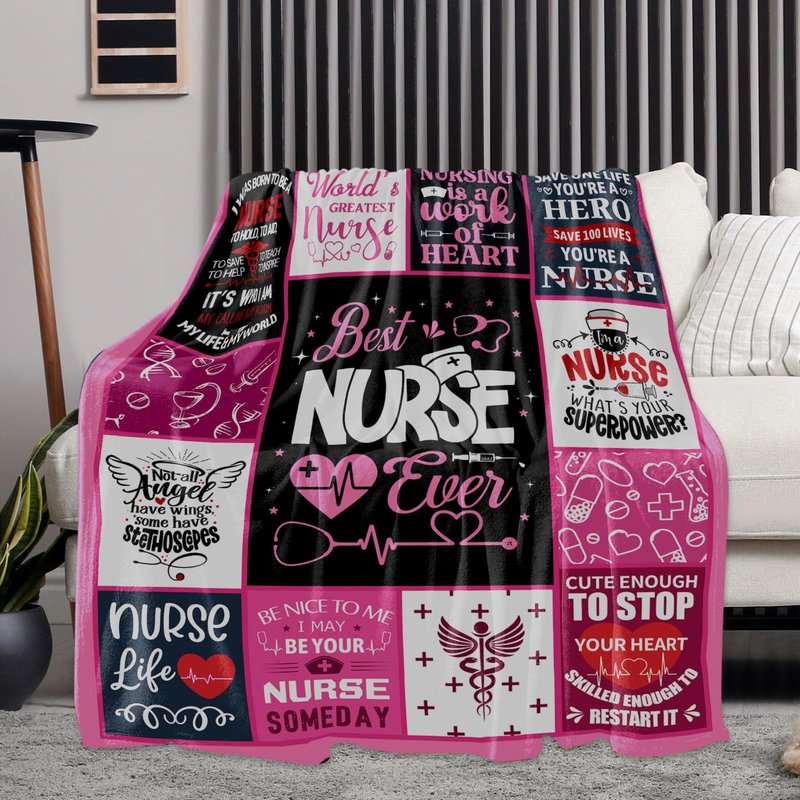 Nurse Blanket 80"X60", Nurse Gifts for Women, Gifts for Nurse, Nurse Gift for Her, Nurse Week Gifts, Nurse Practitioner Gifts, Nurse Appreciation Gifts, Christmas Birthday Graduation Gifts for Nurse