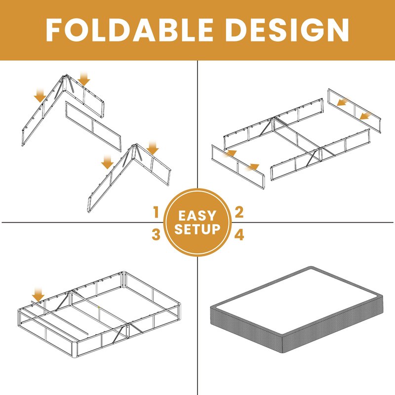 MAF 5 Inch Twin Box Spring, Low Profile Box Spring Twin Size 3500 lbs Black Heavy Duty Metal Mattress Foundation with BoxSpring Cover, No Squeaky, Easy Assembly