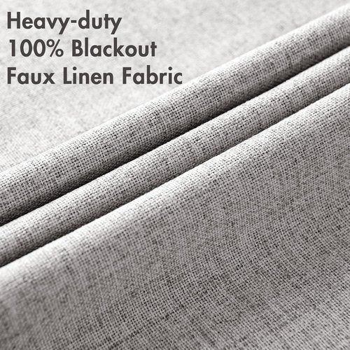 MIULEE Blackout Curtains - 100% Thermal Insulated Light Gray Linen Texture Drapes | 52x54 Inch (2 Panels)