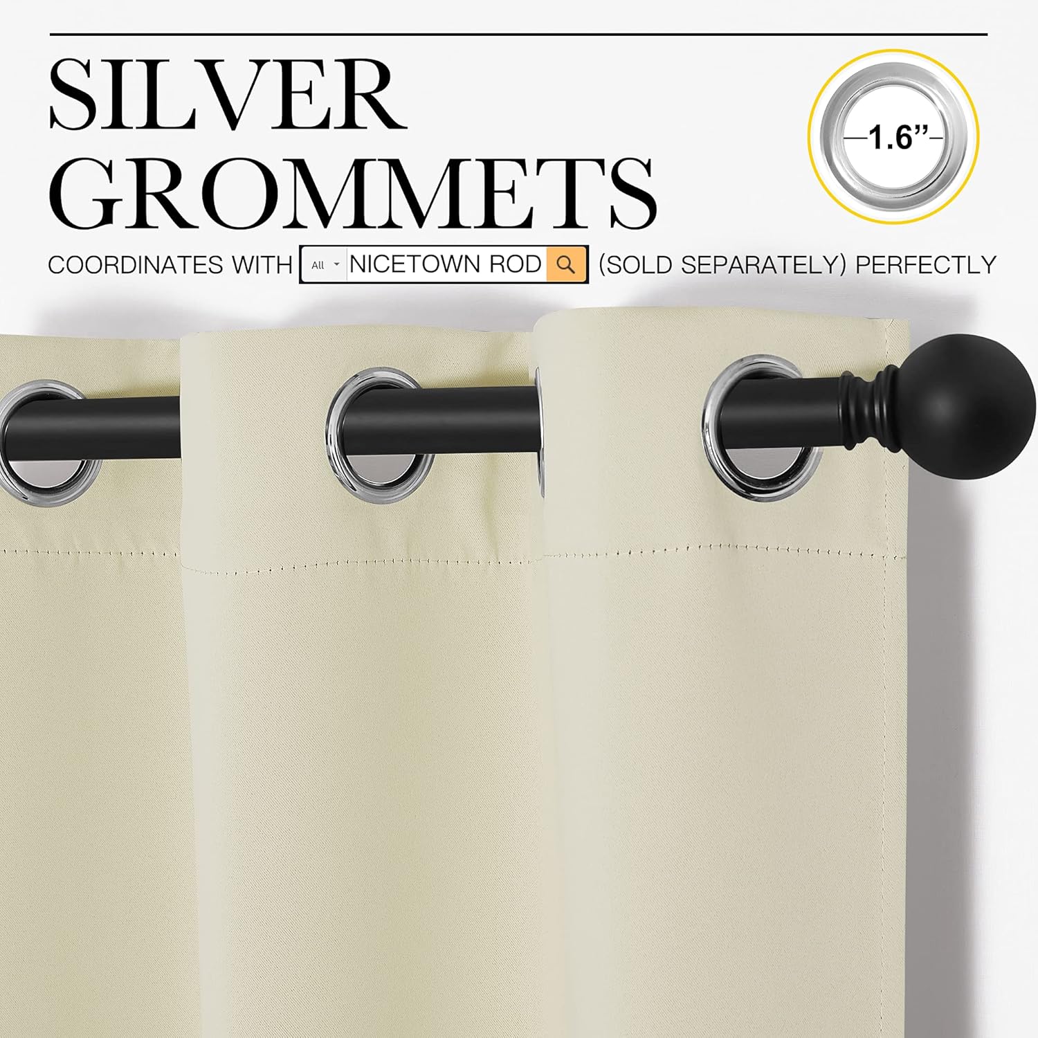 NICETOWN Kitchen Curtains - Thermal Insulated Grommet Draperies for Room Darkening | Beige, 2 Panels, W42 x L50 Inches