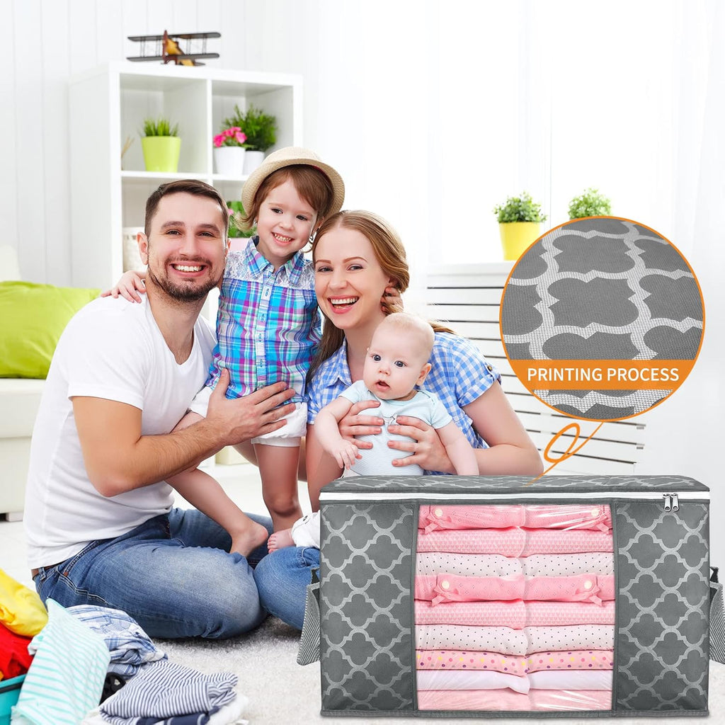 Skiennix 90L Large Storage Bag - Durable Organizer for Clothes, Comforters, Blankets & Toys | 6 Pack