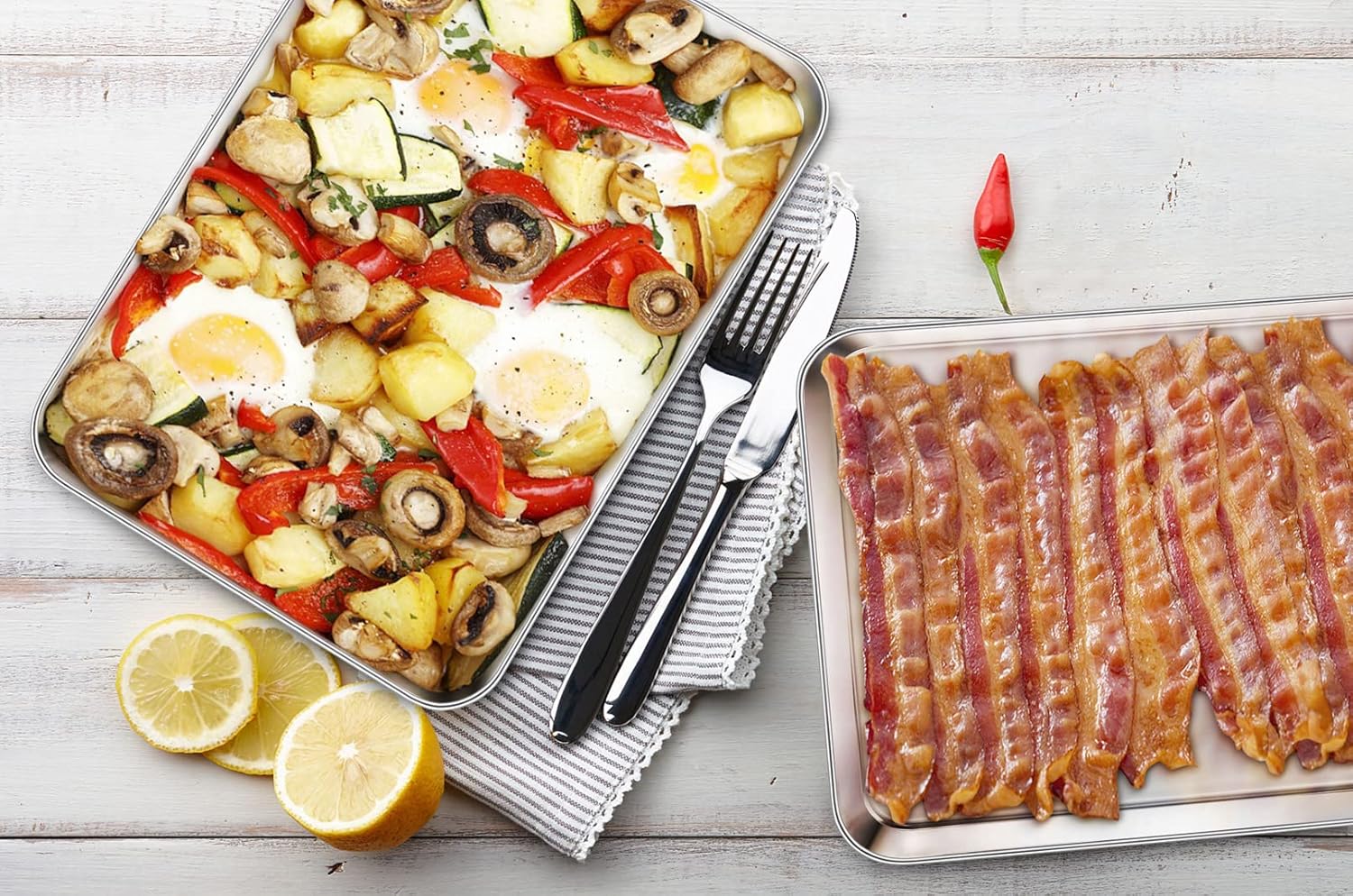 TeamFar Stainless Steel Baking Sheet Set - Heavy Duty Cookie Pan with Cooling Rack | 17.6 x 13 x 1 Inch, Dishwasher Safe - Set of 4