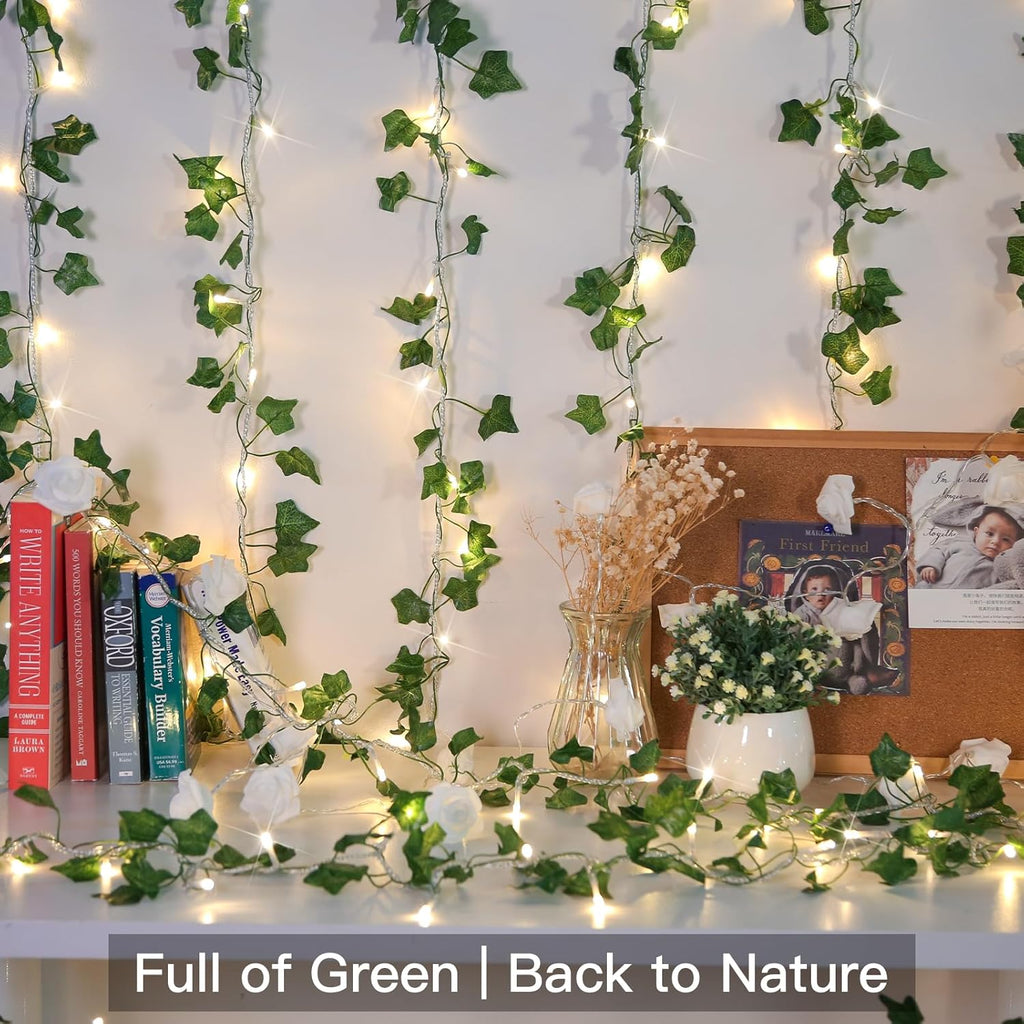 Suddus Ivy String Lights - 33ft 100 LED Fairy Lights with Remote | Warm White for Bedroom, Garden, Party Decor
