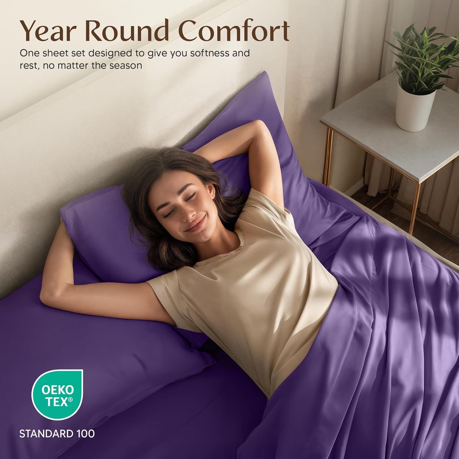 Utopia Bedding King Size Sheet Set - Soft, Breathable Microfiber | 4-Piece in Eggplant, Oeko-Tex Certified