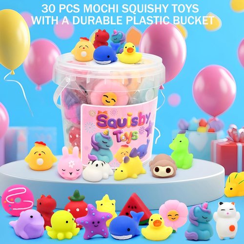 Mochi Squishy Toys - 30 Pack Mini Fidget Toys for Kids | Perfect Birthday Party Favors & Classroom Prizes