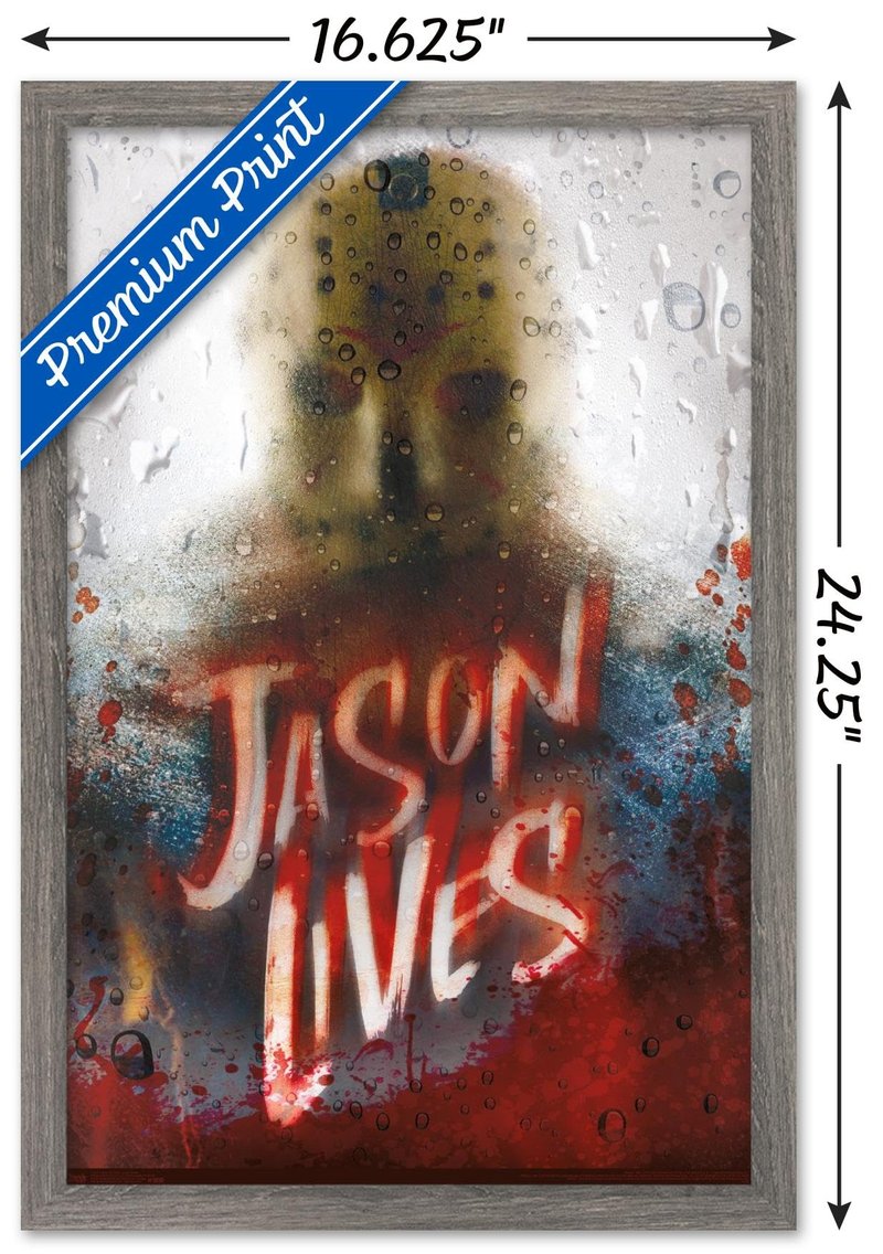 Friday The 13th - Jason Lives Wall Poster, 22.4L" x 14.7W", Gray Framed Version