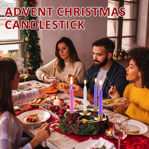 Jingmore Christmas Advent Candle Holder Set - Rustic Metal Wreath Ring for Pillar Candles | 2 Pcs