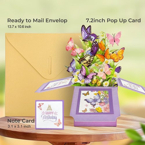 Butterfly Pop Up Card Box - Elegant Birthday Cards for Women | Perfect Gift for Mom, Daughter, Sister